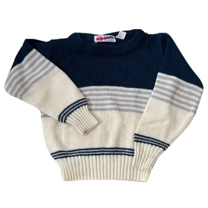 Vintage Kids Just 4 Kids Navy Striped Preppy Crewneck Sweater Size 5/6